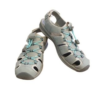 Khombu “Ashley” Ladies Water Sandals, Size 9M, Gray & Teal